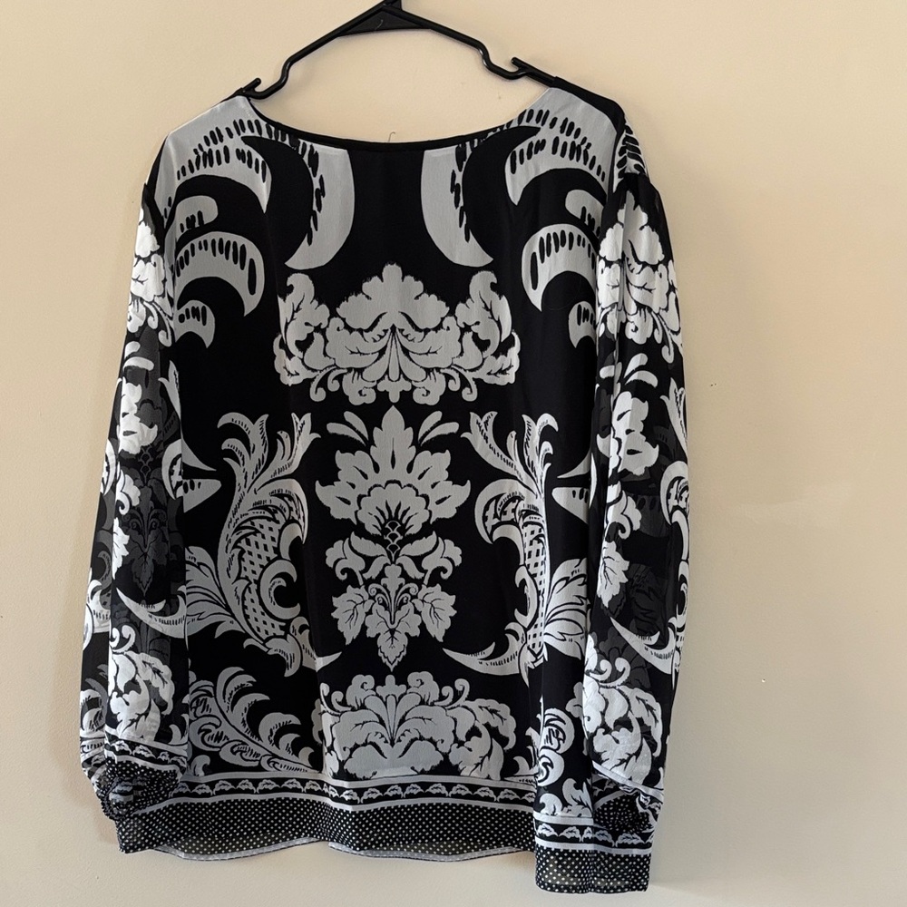 Lane Bryant Black and Gray Floral Blouse